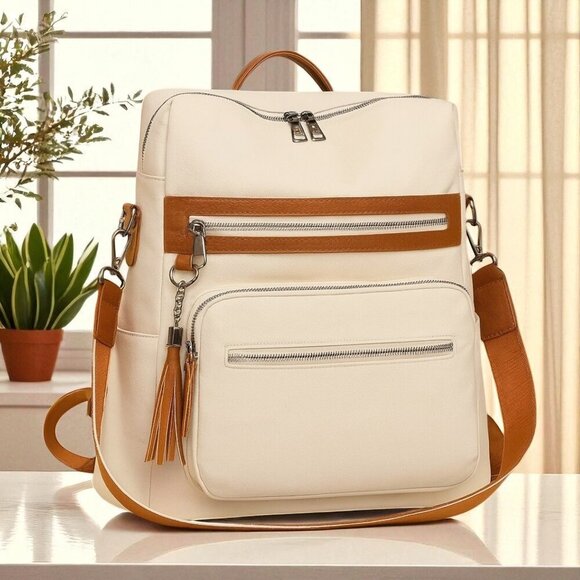 🆕️Sustainable Style: Chic Vegan Leather Backpack with Artisanal Craftsmanship - Picture 11 of 14